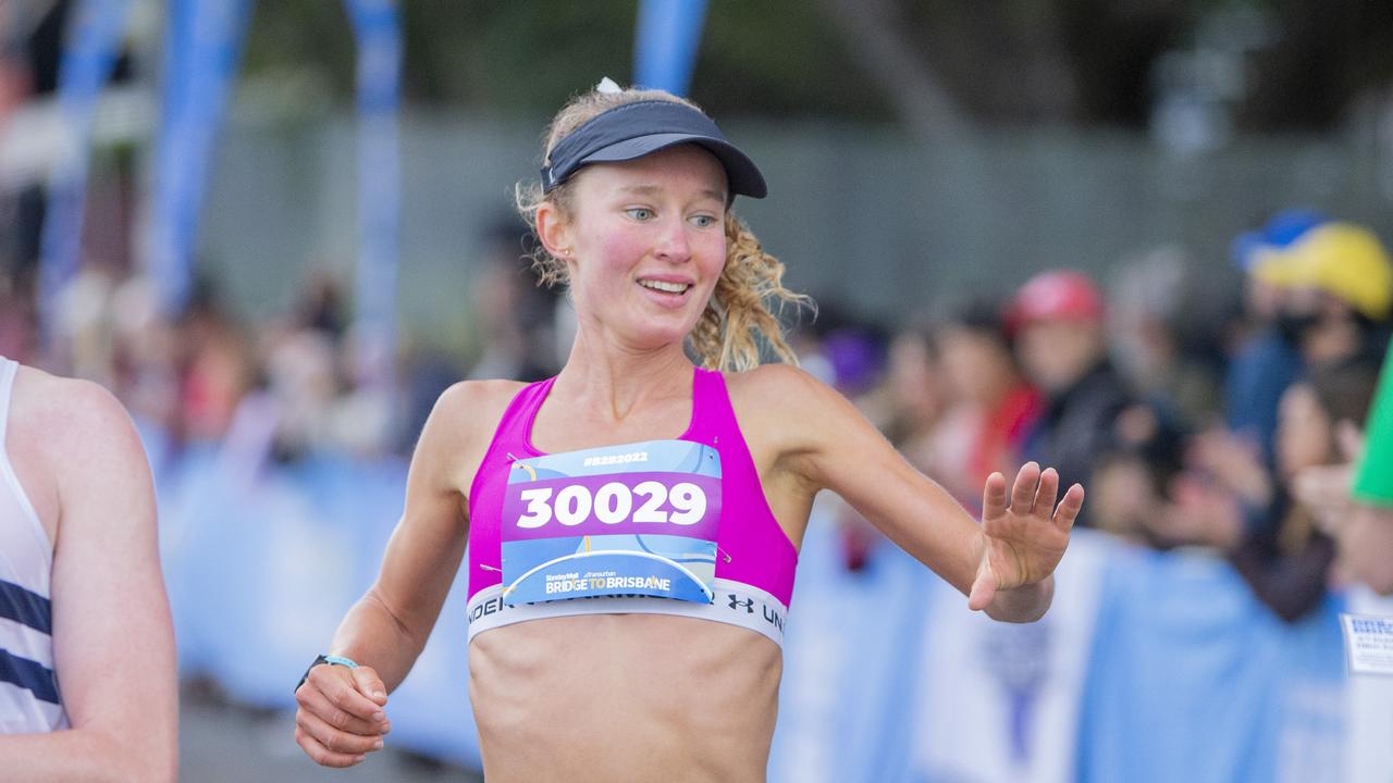 Brielle Erbacher takes second place in the 2022 Bridge to Brisbane 10km. Picture: Jerad Williams