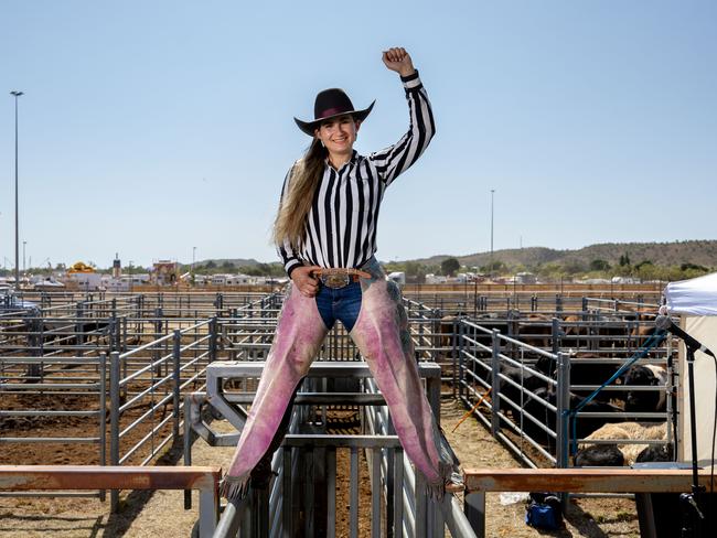 Emily Hawkins at the Mount Isa Rodeo. Picture by Luke Marsden.