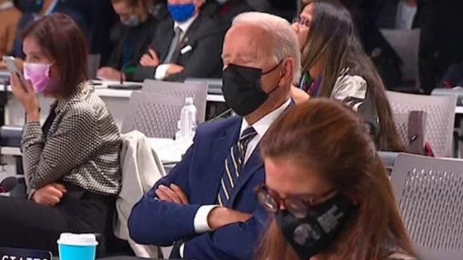 Joe Biden appears to fall asleep during the COP26 summit.