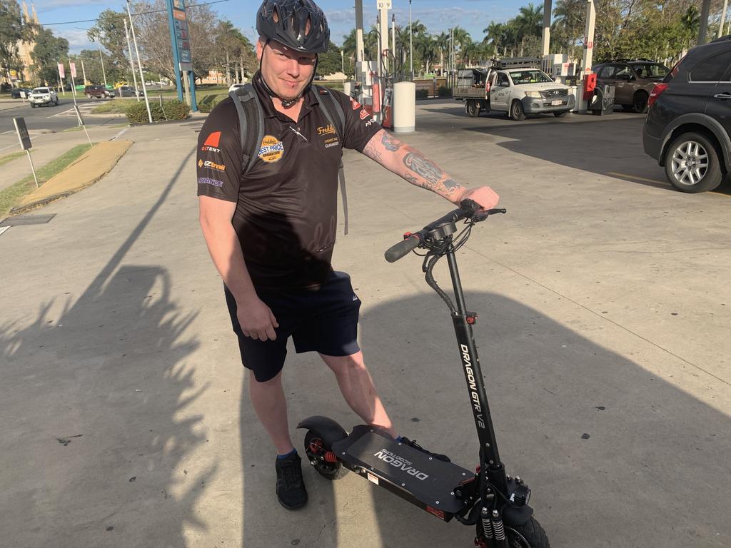 Peter Anderson one of a growing number of Rockhampton residents swapping  cars for e-scooters