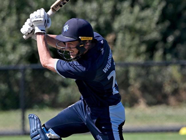 KewÃs David Wildsmith during the VSDCA grand final between Kew and Strathmore in Kew, Saturday, March 26, 2022. Picture: Andy Brownbill