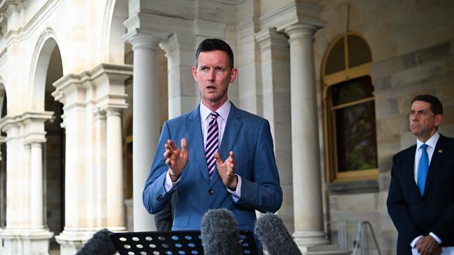 Queensland Transport Minister Mark Bailey with Treasurer Cameron Dick. Picture: Dan Peled / NCA NewsWire