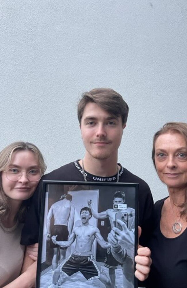 Chanel, Kyal and Cate Moloney, holding a picture of Sorawit 'JJ' Nganprateepkul, are devastated by JJ's death.