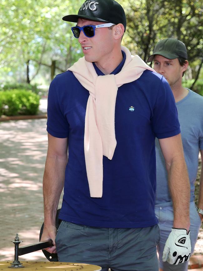 Daniel Talia arrives for their end of season lunch at Sunnybrae Estate Function Centre at Regency Park. Picture: Calum Robertson