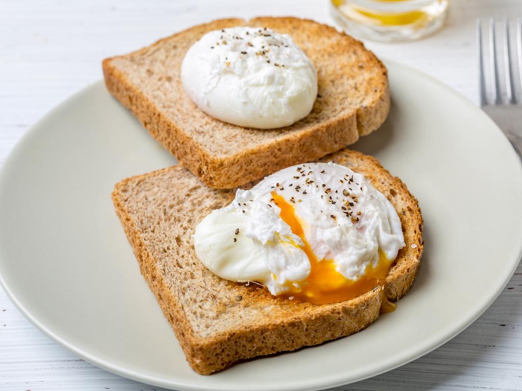 Poached eggs on toast is a classic.