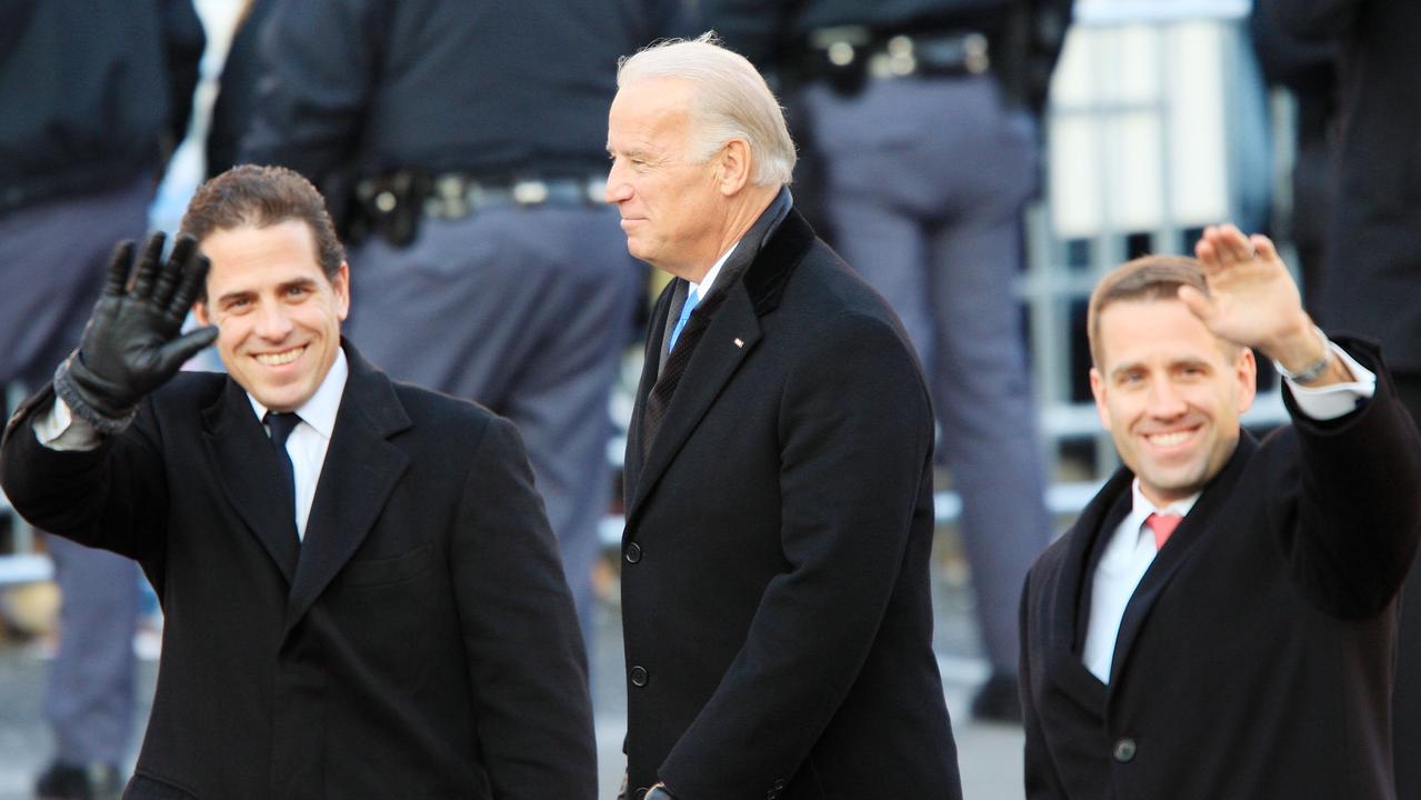 Joe Biden with sons Hunter, left, and Beau in 2009. Picture: David McNew/Getty/AFP