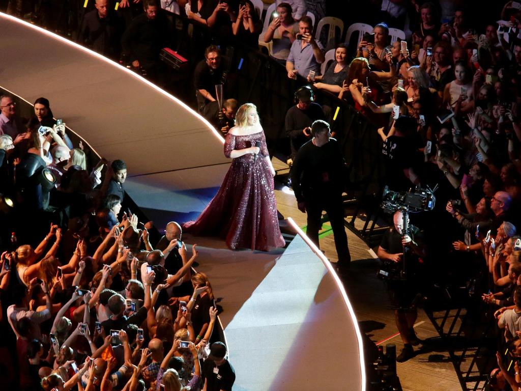 Adele was transported to stage in a black box during her Aussie tour. Picture: Steve Pohlner