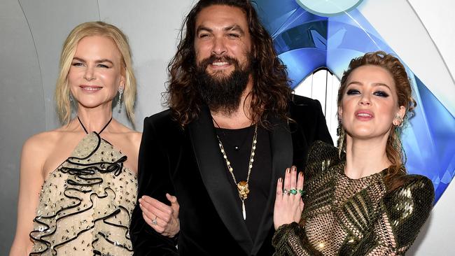 Nicole Kidman, Jason Momoa and Amber Heard at the Aquaman premiere last year.