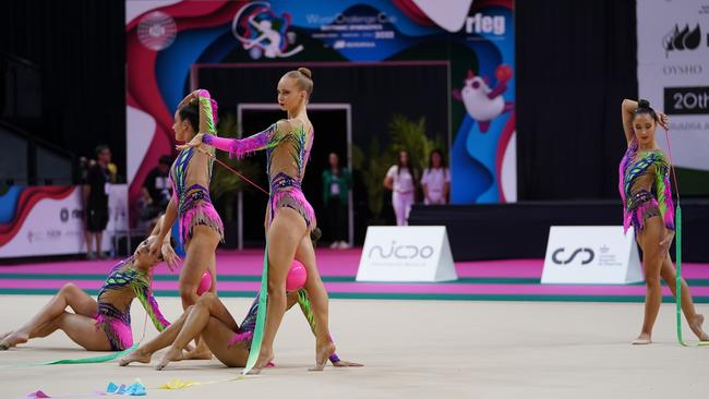 Ainsley Barker, Laura Gosling, Ashleigh Law, Tahlya Smith and Charlotte Wong, Rhythmic team, Premier Gymnastics Gymnasts. Picture: Contributed