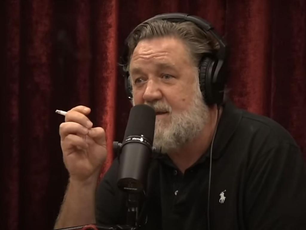 Russell Crowe has taken aim at the state of US politics, accusing Americans of being blinded by their allegiance to the Republican or Democratic party. Picture: Joe Rogan Experience / YouTube