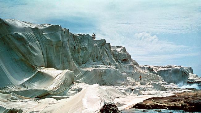 Contemporary art’s single defining moment in Australia: Christo and Jeanne-Claude’s Wrapped Coast, at Sydney’s Little Bay, in 1969. Picture: Harry Shunk.