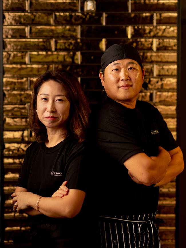 Bannsang Korean Restaurant co-owners Yeri Kim and Justin Cha at Darwin's Waterfront. Picture: Che Chorley