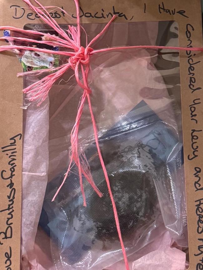 The parcel of cow poo delivered to Jacinta Allan’s office.