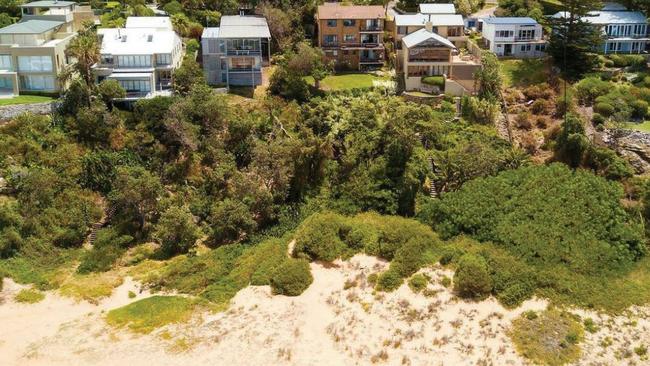 The existing home (second from the right) will be knocked down and replaced by a five-level mansion just metres from the beach.