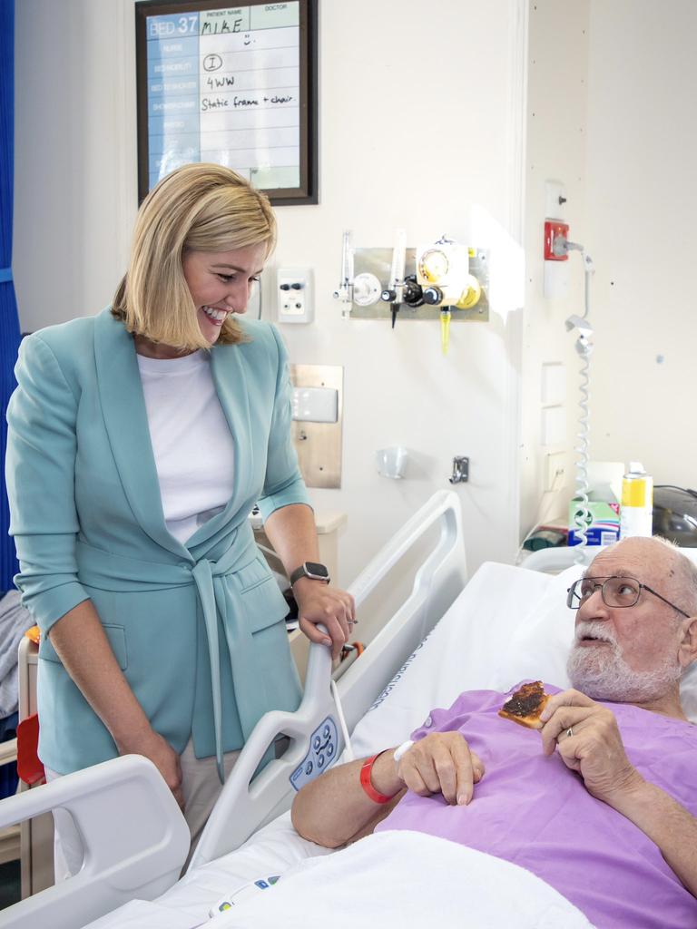 Health Minister Shannon Fentiman visits a patient in the Princess Alexandra Hospital’s Spinal Injuries Unit. Picture: Twitter