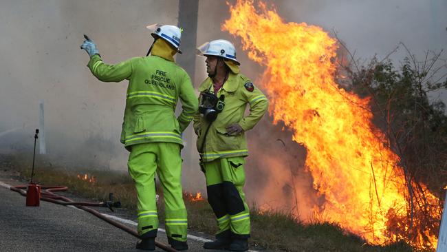 Hinterland residents were feeling nervous last night as the fires raged Picture: Glenn Hampson