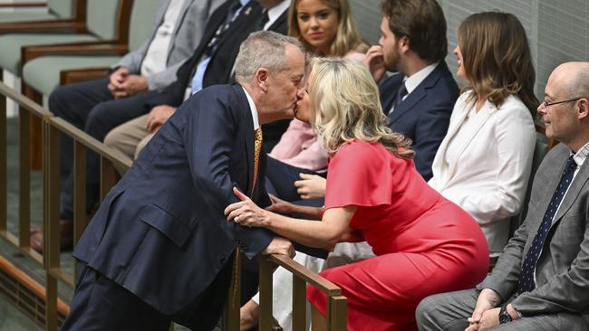 Bill Shorten with wife Chloe Shorten on Thursday. Picture: NewsWire / Martin Ollman