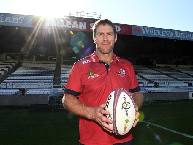 Newly announced Queensland Reds Head Coach Brad Thorn poses for a photo at Ballymore Stadium in Brisbane, Thursday, October 5, 2017. Thorn replaces outgoing coach Nick Stiles, effectively immediately. (AAP Image/Dan Peled) NO ARCHIVING