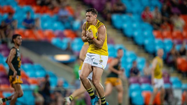 Jonathan Perris in the Nightcliff vs St Mary’s 2023-24 NTFL major semi final. Picture: Pema Tamang Pakhrin