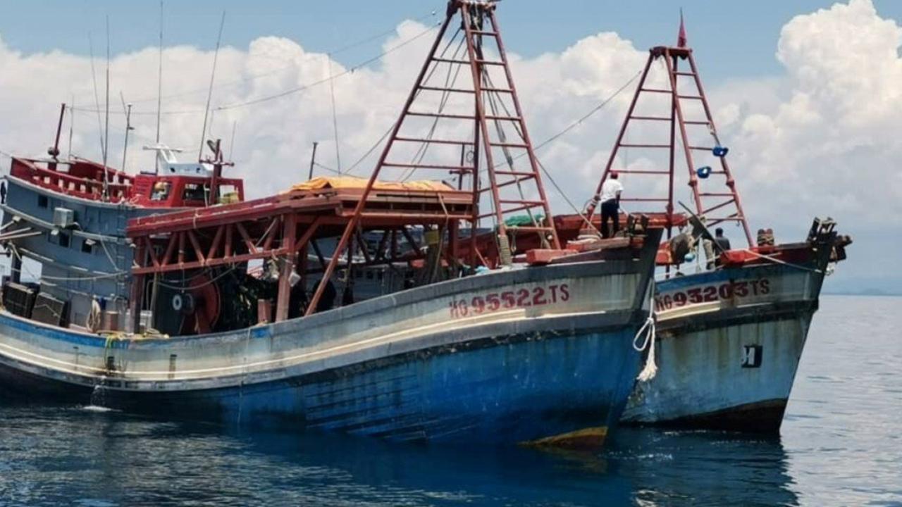 The two Vietnamese fishing boats that were detained this week. Picture: Malaysian Maritime Enforcement Agency