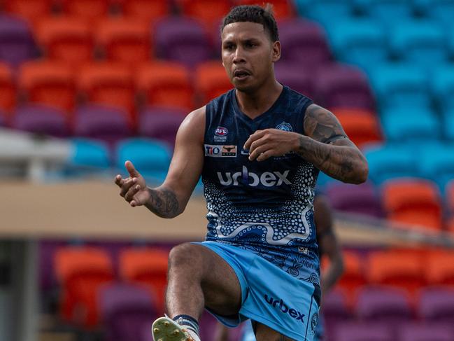 Nicholas Yarran as the Darwin Buffaloes took on the Palmerston Magpies in Round 14 of the 2023-24 NTFL season. Picture: Pema Tamang Pakhrin