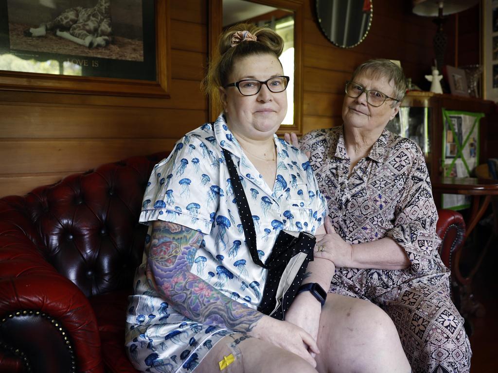 Kay Henderson with her proud mum Coralee Wells who describes her terminally ill daughter as a pioneer. Picture: Sam Ruttyn