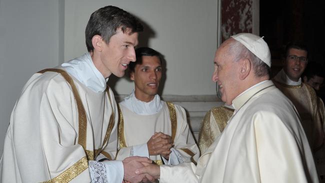 Father Howe meets Pope Francis in St Peter’s Basilica in 2014.