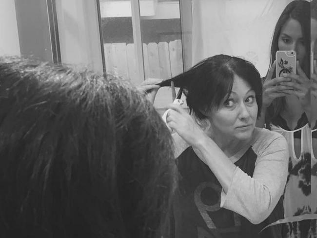 Shannen Doherty shaves head. Picture: Instagram