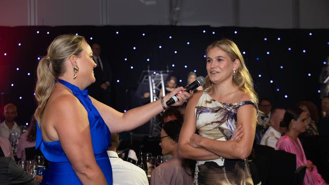 Amy Culpitt and Sophie Hatzismalis at the 2023-24 NTFL Nichols awards night. Picture: Pema Tamang Pakhrin