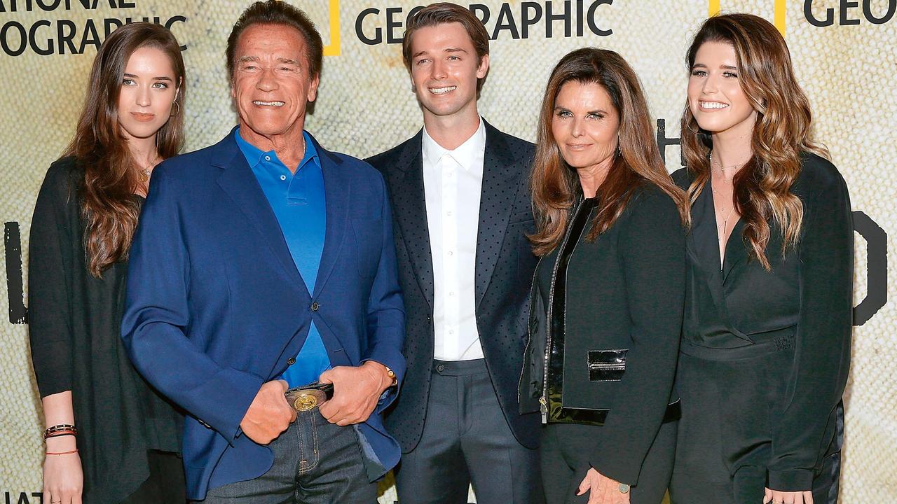 Christina Schwarzenegger, Arnold Schwarzenegger, Patrick Schwarzenegger, Maria Shriver and Katherine Schwarzenegger in 2017. (Photo by Phillip Faraone/Getty Images)