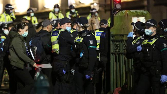 Police outside Parliament House.