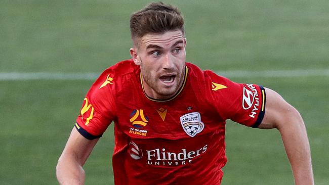 Adelaide United’s English-born right back Ryan Strain is eyeing an Olympic Games berth with Australia. Picture: Jonathan DiMaggio/Getty Images