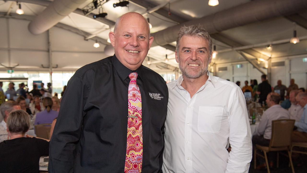 Charles Darwin University vice chancellor professor Scott Bowman and Grant Wilson Executive Chairman of Tivan Ltd at the NT News second annual Futures Northern Territory. Picture: Pema Tamang Pakhrin.