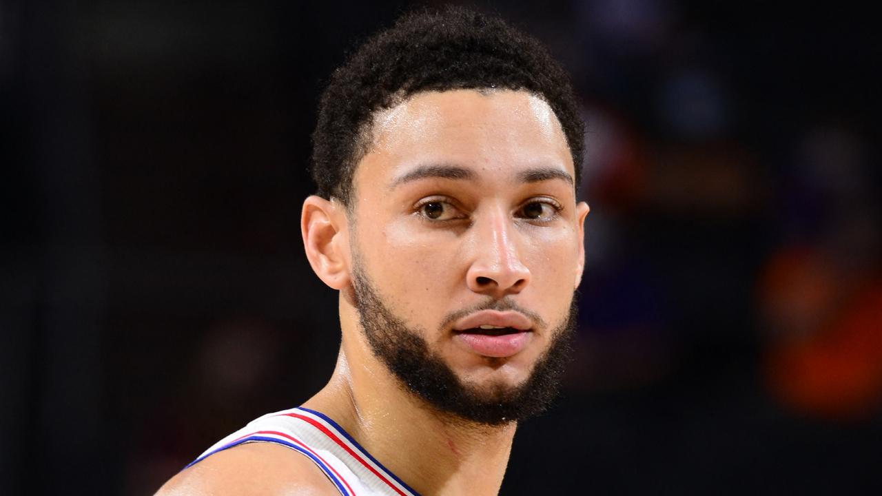 PHOENIX, AZ - FEBRUARY 13: Ben Simmons #25 of the Philadelphia 76ers looks on during the game against the Phoenix Suns on February 13, 2021 at Talking Stick Resort Arena in Phoenix, Arizona. NOTE TO USER: User expressly acknowledges and agrees that, by downloading and or using this photograph, user is consenting to the terms and conditions of the Getty Images License Agreement. Mandatory Copyright Notice: Copyright 2021 NBAE Barry Gossage/NBAE via Getty Images/AFP (Photo by Barry Gossage / NBAE / Getty Images / Getty Images via AFP)