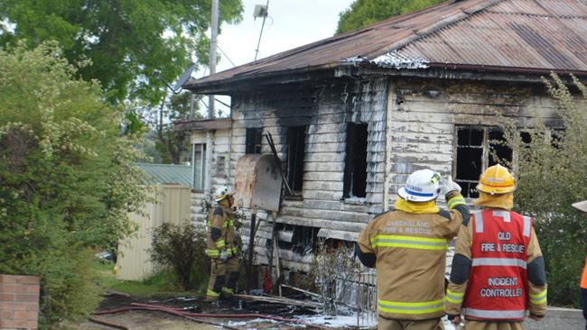 Hillcrest St house destroyed by fire this afternoon.