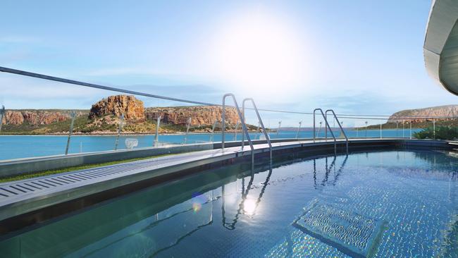 Scenic Eclipse II vitality pool and sky deck overlooking the Kimberleys. Picture: Supplied.