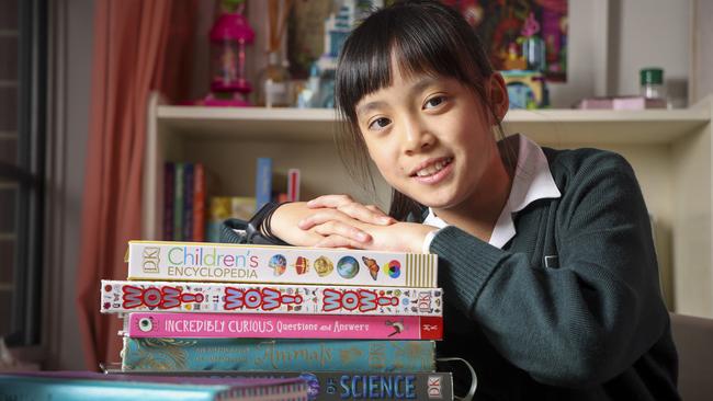 Arielle Wong, 10, said her love of reading helped propel her to the top of the green level for Year 3-4 students. Picture: Wayne Taylor