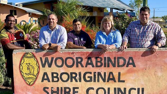 Local Government Minister Ann Leahy and Minister for Transport and Main Roads Brent Mickelberg during a previous visit to Woorabinda.