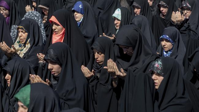 Iranian women praying under the leadership of Ali Khamenei at Tehran Mosque on October 4, in Tehran, Iran. Picture: Getty