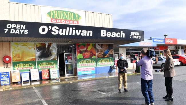 A man has been arrested after stealing a car at knifepoint at O'Sullivans Beach. Friendly Grocer Shop owner Bruce Song. Picture: Keryn Stevens