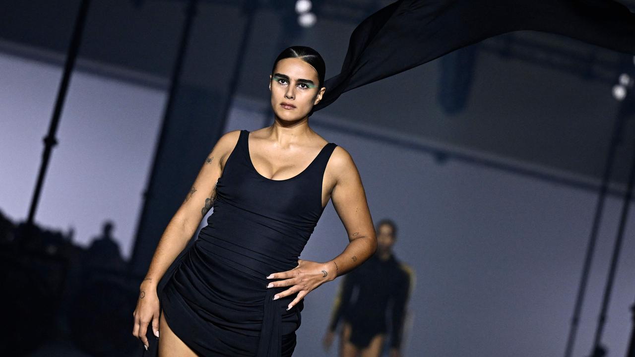 Mid-size Dutch-Surinamese model Jill Kortleve at the Mugler show during Paris Fashion Week. Picture: Julien De Rosa/AFP