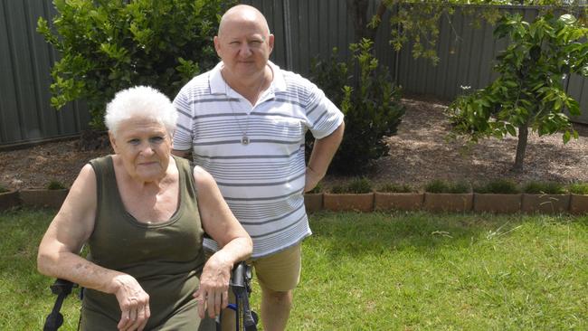 Toowoomba resident George Helon is frustrated with Covid-influenced panic buying – making it difficult to buy essentials for his mother Elizabeth Helon. Picture: Morgan Burley