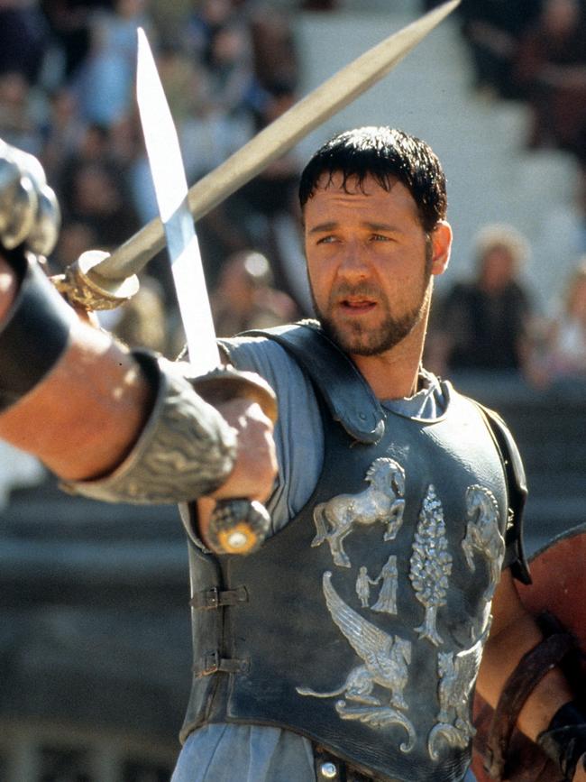 Crowe as Maximus in the original film back in 2000. Picture: Universal/Getty Images