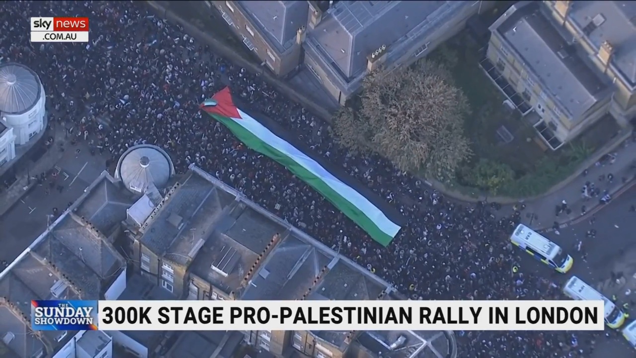 Estimated 300,000 people take to the streets in London for Pro-Palestine rally