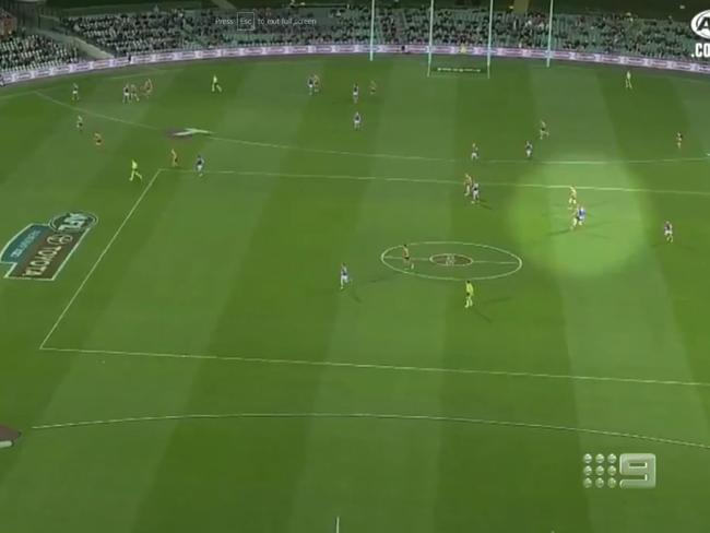 The ball is nowhere near where Gawn is being hit.