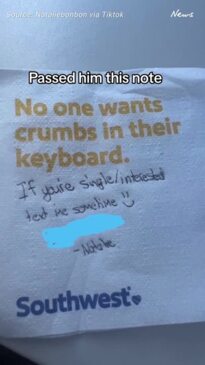 Woman’s note to ‘cute’ plane guy goes viral