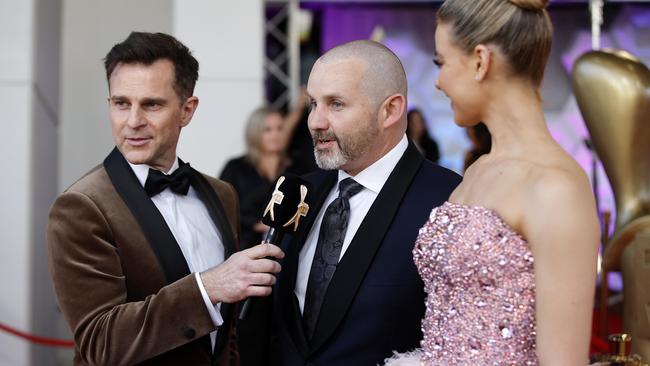 David Campbell with Neighbours star Ryan Moloney and April Rose Pengilly at the Logies. Picture: Josh Woning