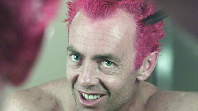 09/07/2001. The Ashes tour. Colin "Funky" Miller dyes his hair red this evening in his hotel room in Birmingham.