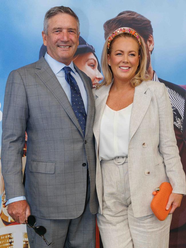 Longines Golden Slipper Day at Rosehill Gardens, pictured is Sam Armytage and partner Richard Lavender. Picture: David Swift