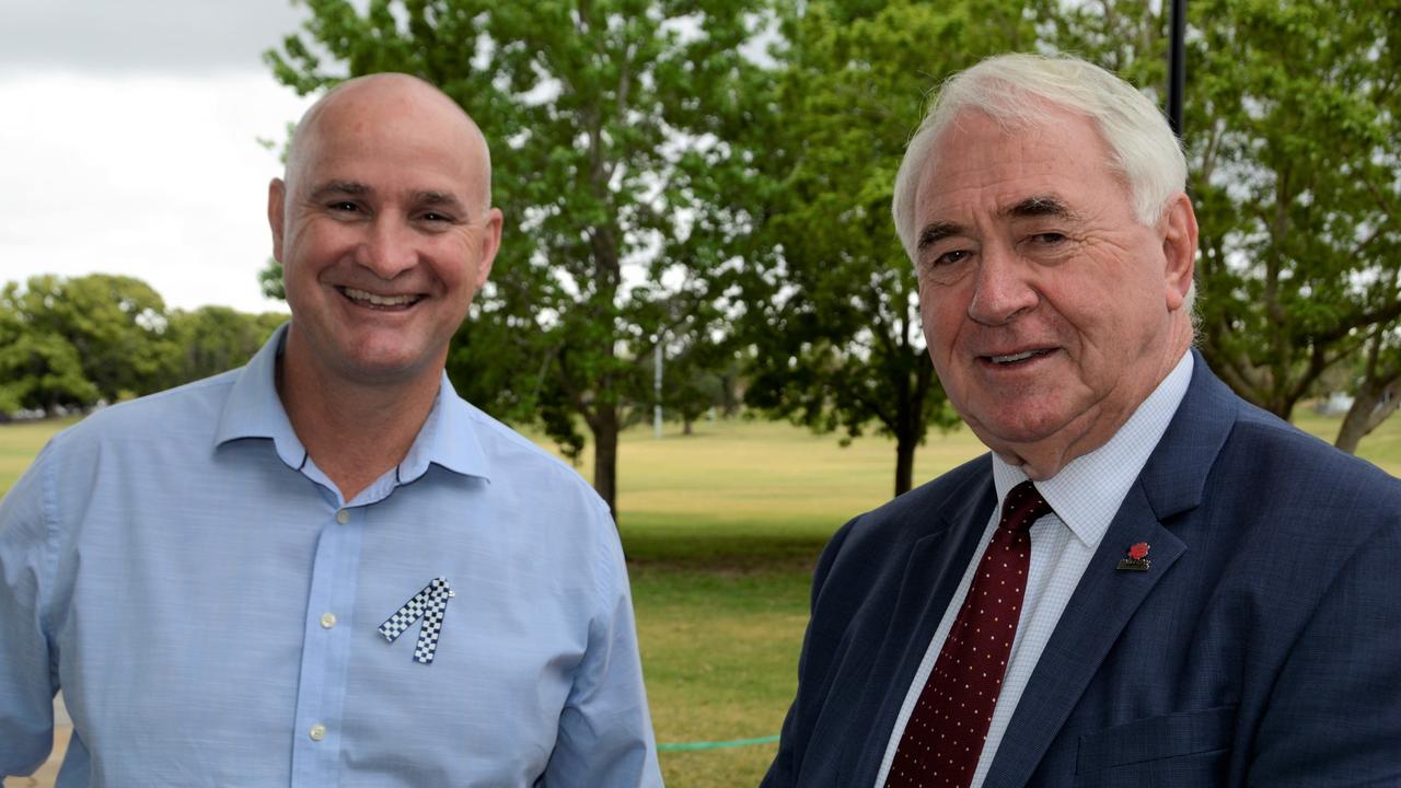 IN THE PIPELINE: State Water Minister Glenn Butcher with Toowoomba Mayor Paul Antonio.